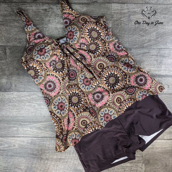 Floral Tankini Retro Two Piece with Boyshorts - Picture 3 of 3